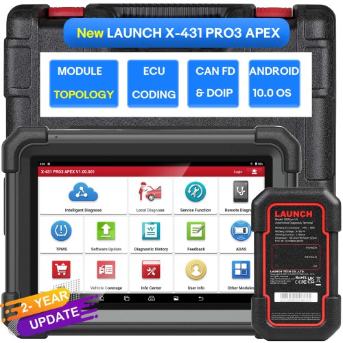 2024 Launch X431 PRO3 APEX OBD2 Scanner Wireless Diagnostic Tool with DBScar VII,OEM Topology Mapping,Online Coding,CANFD DoIP,37+ Services,HD Trucks